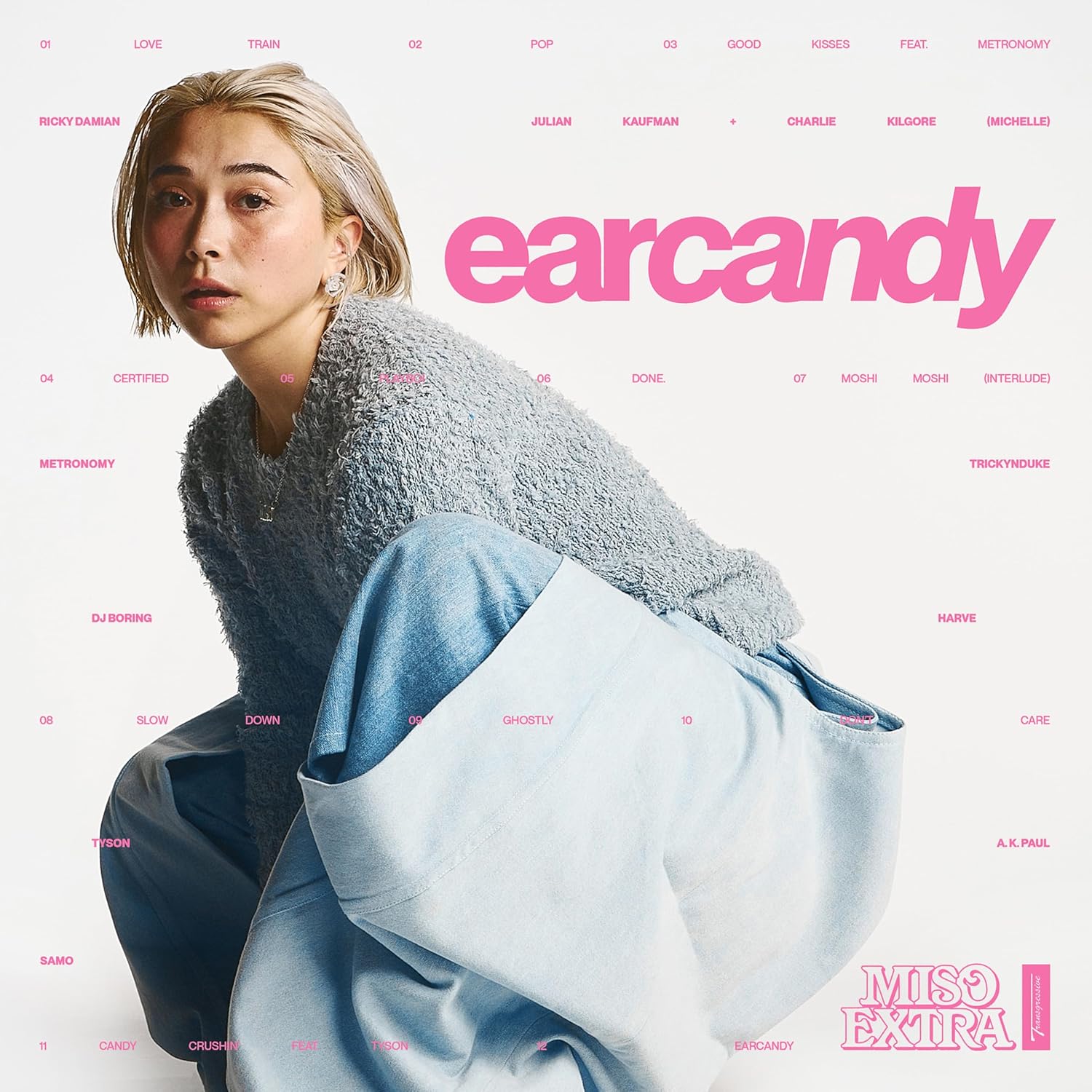 Vinyl album cover for "Earcandy" by Miso Extra, featuring a person in denim.