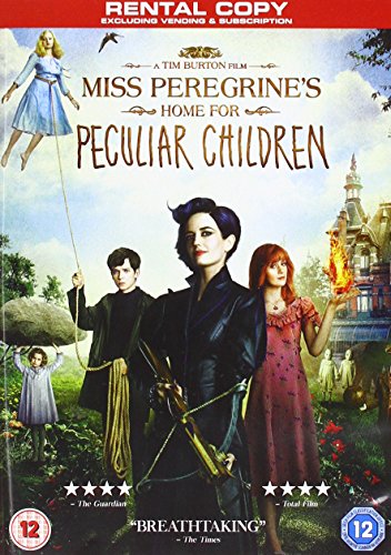 DVD cover for "Miss Peregrine's Home For Peculiar Children" featuring young people.