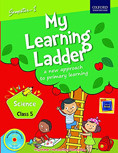 My Learning Ladder Class 5 Science textbook cover with children playing near a tree.