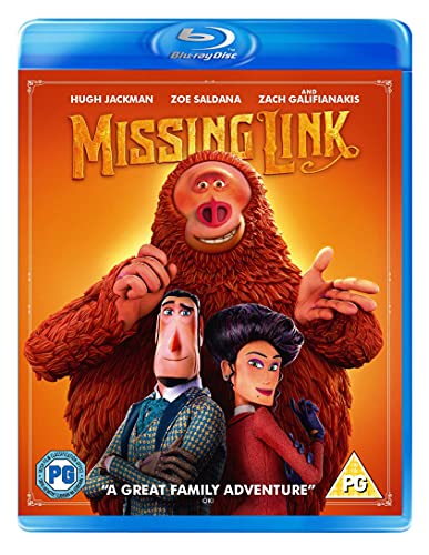 "Blu-ray case with 'Missing Link' cover art featuring a Sasquatch and two characters."