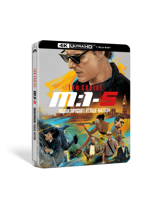 "Steelbook case for 'Mission: Impossible 5' with Tom Cruise on the cover."