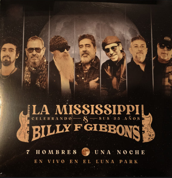 Album cover for “Siete Hombres Una Noche” featuring La Mississippi and Billy Gibbons.