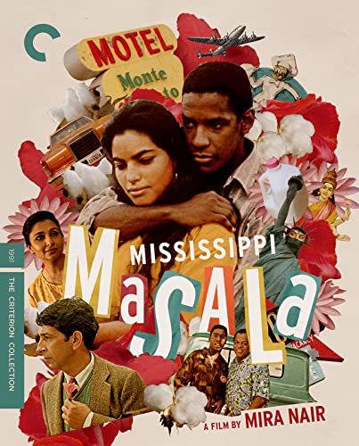 Mississippi Masala" Blu-ray cover featuring a couple amidst colorful imagery.