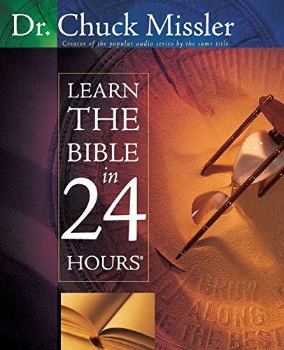 Book cover: "Learn The Bible in 24 Hours" with hourglass image.