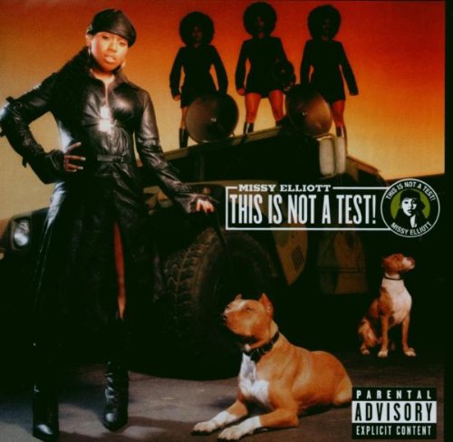 Missy Elliott album cover, “This Is Not a Test!”, with dogs and figures.