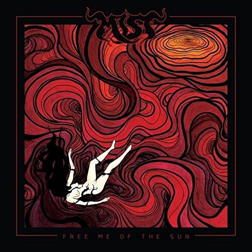 Album cover: woman falling into swirling red and black abstract design.