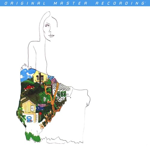 Joni Mitchell’s “Ladies of the Canyon” CD cover with line art and landscape.