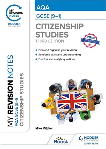 Textbook cover for AQA GCSE Citizenship Studies showing people around a Union Jack table.