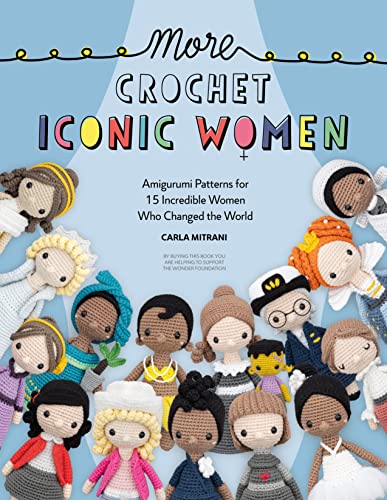 Book cover featuring crocheted dolls representing fifteen notable women.