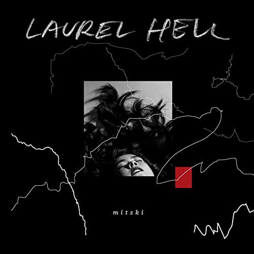 Mitski's "Laurel Hell" album cover: black and white with red square.