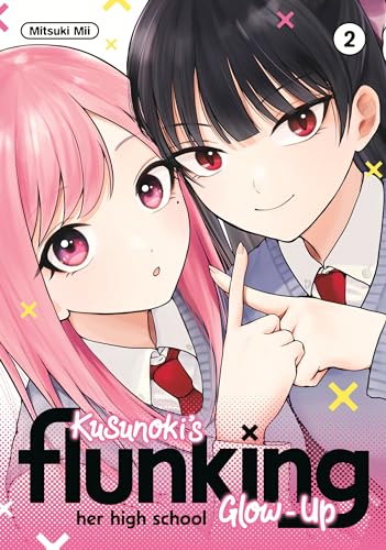 Manga cover with two young women in school uniforms, pink and black hair.