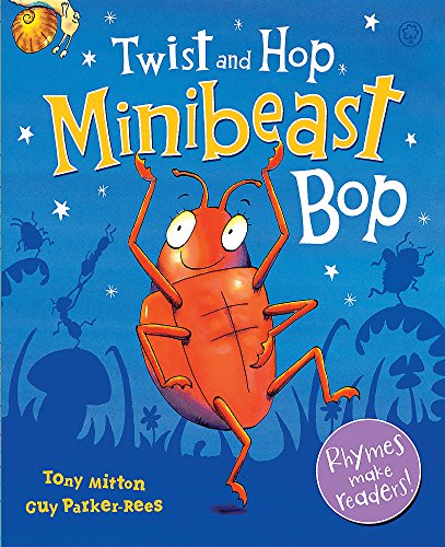 Book cover featuring a dancing orange beetle against a blue background with other insects.