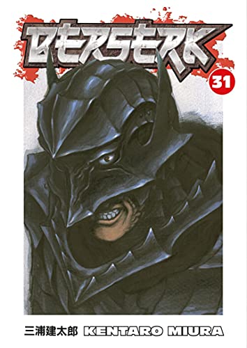 Berserk Volume 31 cover: Guts in helmet, grimacing, manga style.