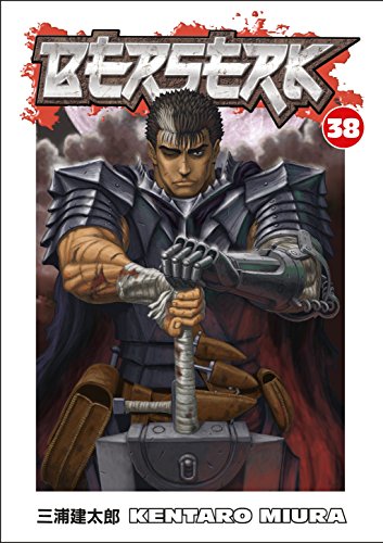 Guts in black armor holding a large sword on the cover of Berserk volume 38.