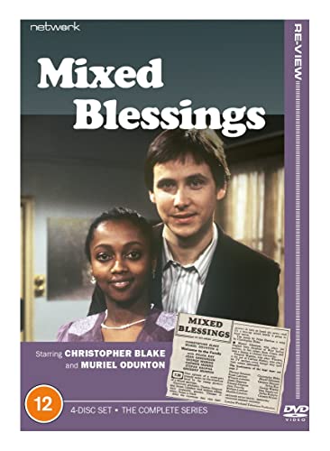 DVD cover for "Mixed Blessings" featuring two actors and a newspaper.