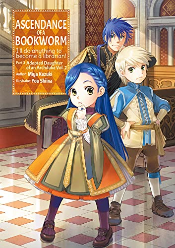 Book cover featuring three anime-style characters and ornate furniture.