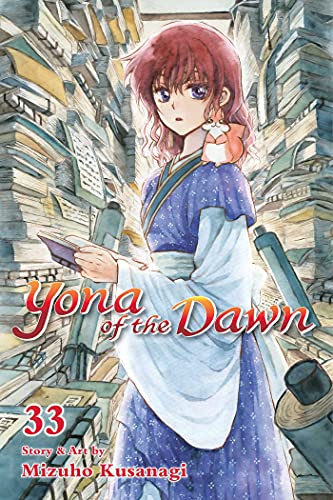 Yona with a squirrel on her shoulder in a library, Yona of the Dawn cover.