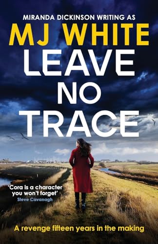 Book cover with a woman in red facing a marshy landscape.