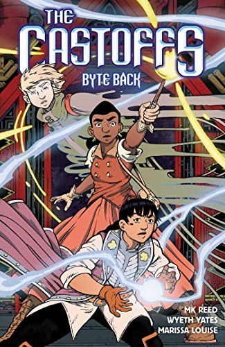 Comic book cover featuring three young people with magical energy.