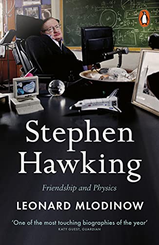 Book cover featuring Stephen Hawking in his wheelchair, with science imagery.