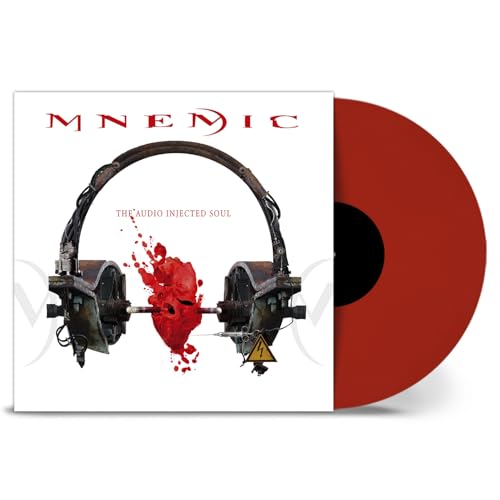Vinyl record cover showing headphones connected to a bloody heart next to a red disc.