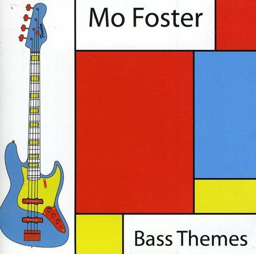 "CD cover featuring a blue and yellow bass guitar and geometric pattern."