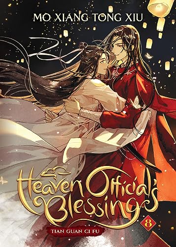 Novel cover: two figures embracing, ornate gold lettering, and lanterns.