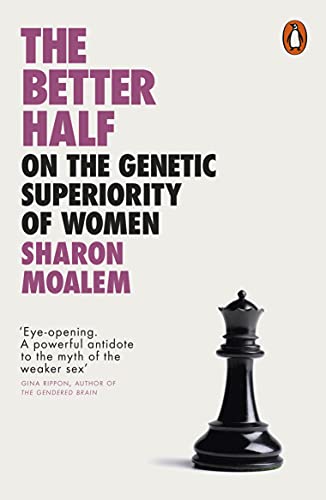Book cover: "The Better Half" with chess piece, pink and black text.