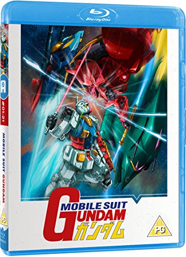 Blu-ray case for "Mobile Suit Gundam" featuring robotic figures in action.