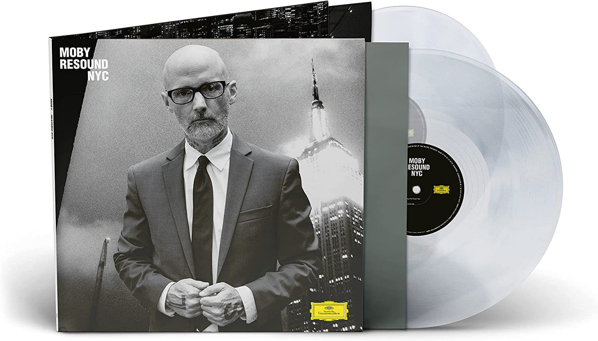 Moby "Resound NYC" vinyl 2LP with clear records and album cover.