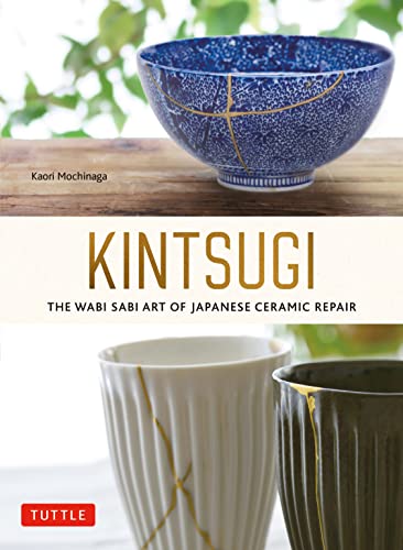 Book cover showing repaired ceramic bowl with golden seams, Kintsugi art.