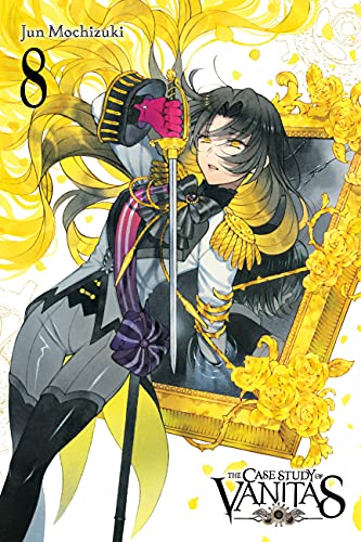 Manga volume 8 cover featuring a man with a sword and ornate gold frame.