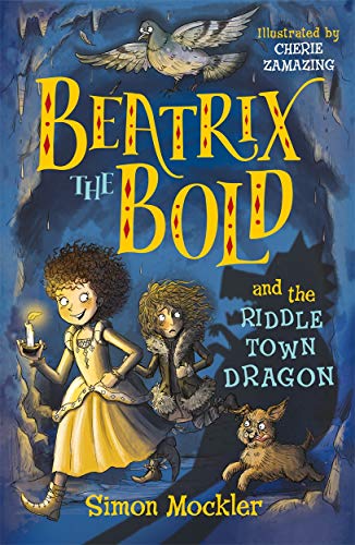 Book cover: two children, a dog, a pigeon, and a dragon shadow.