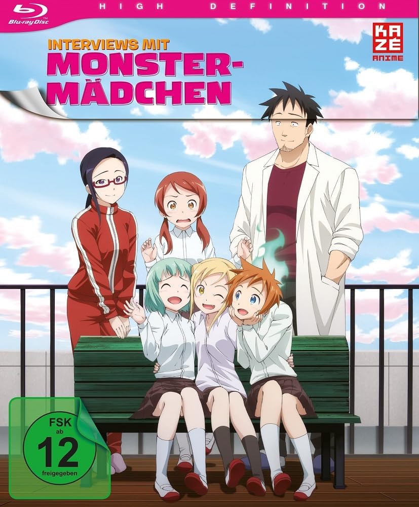 Anime Blu-ray cover featuring five characters sitting on a bench against a blue sky.