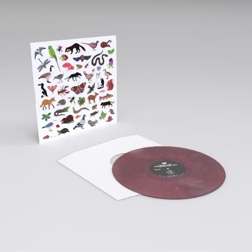 Vinyl record and album cover with colorful animal illustrations.