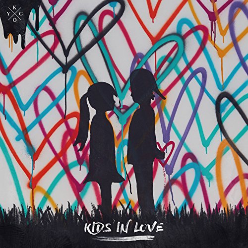 Silhouetted children stand before colorful, dripping heart graffiti.