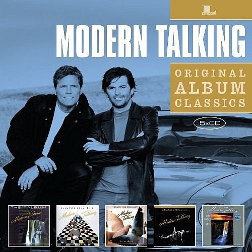 Modern Talking Original Album Classics box set cover featuring the duo and five albums.
