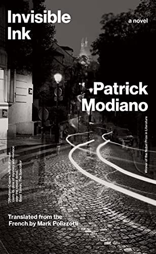Book cover: “Invisible Ink” by Patrick Modiano, with a city street scene.