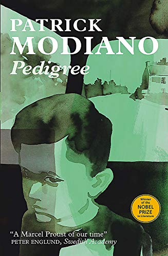 Book cover: "Pedigree" by Patrick Modiano, featuring a shadowed portrait.
