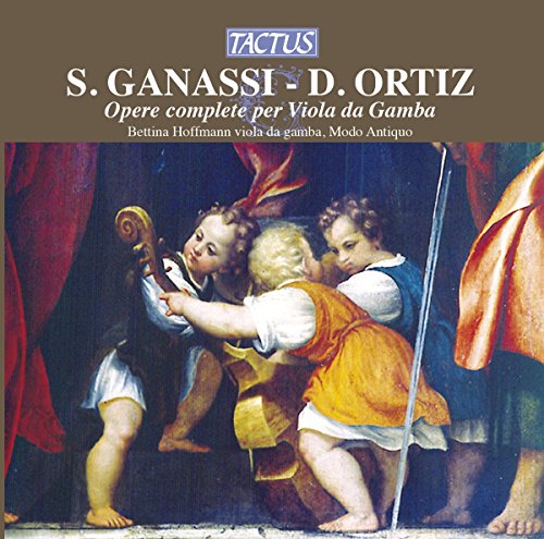 "CD cover with a Renaissance painting of three children, one holding a viola da gamba."