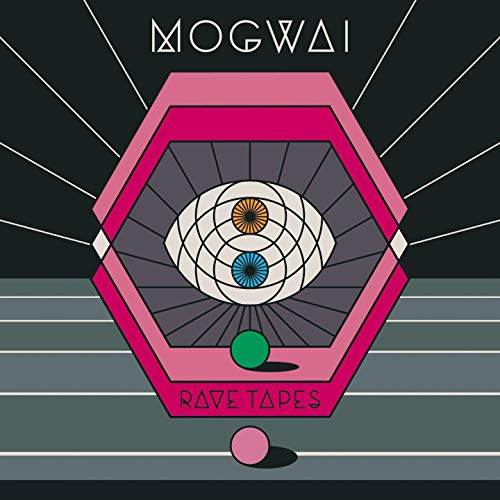 Mogwai “Rave Tapes” album cover: pink hexagon with an eye design.