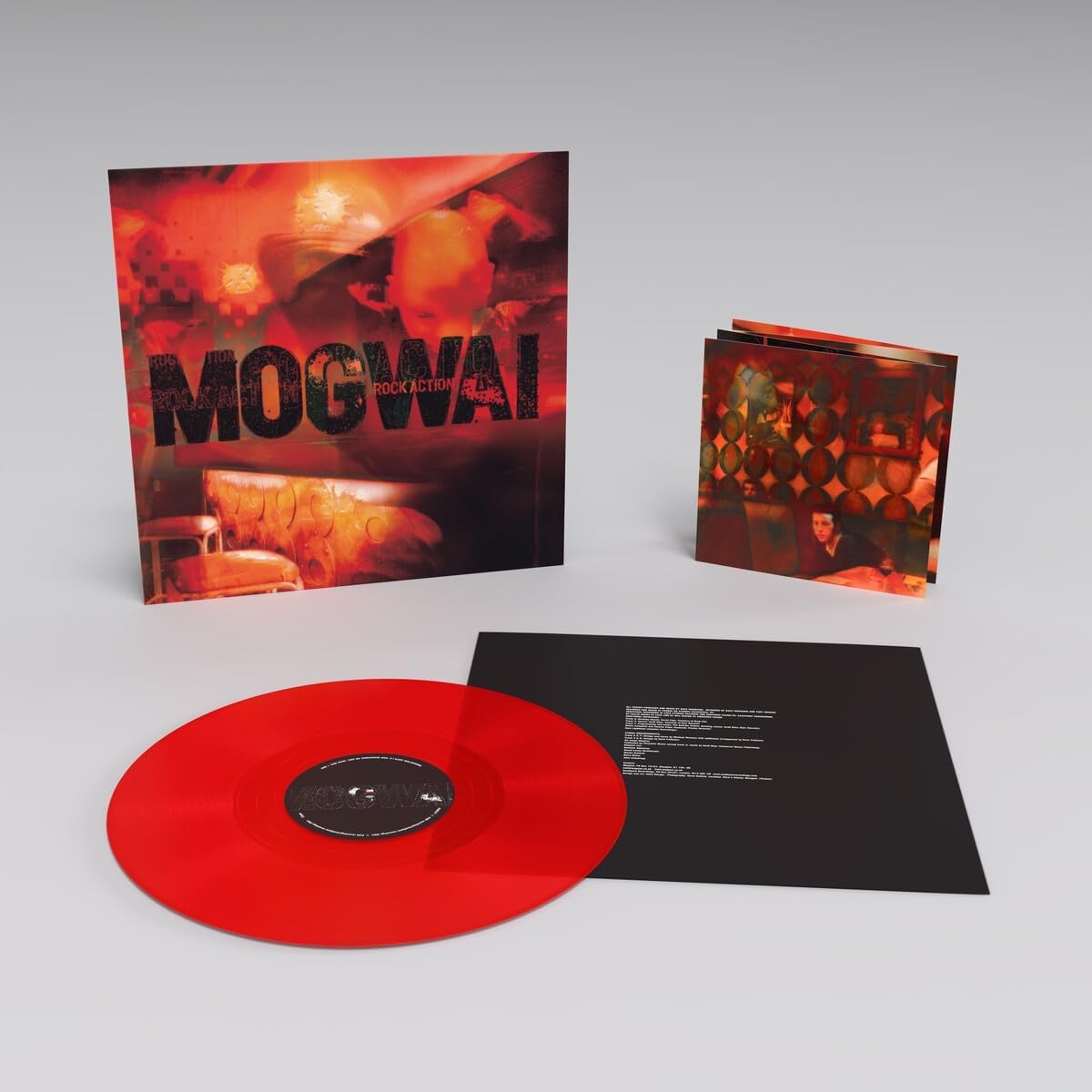 Mogwai "Rock Action" vinyl record and sleeve, red color scheme.