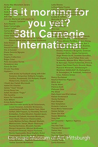 Green poster listing artists’ names for the 58th Carnegie International exhibition.