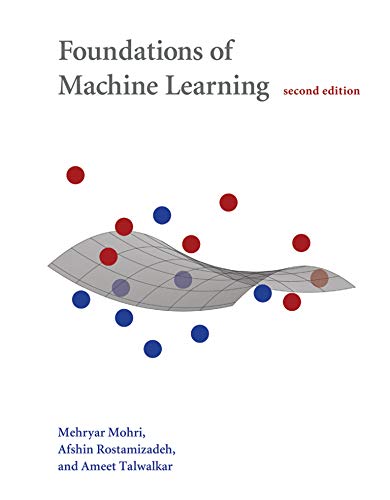 Book cover: "Foundations of Machine Learning," with abstract blue and red dots.
