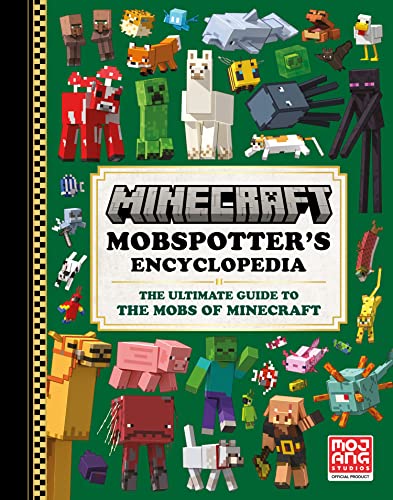 Minecraft Mobspotter’s Encyclopedia cover featuring pixelated creatures and characters.