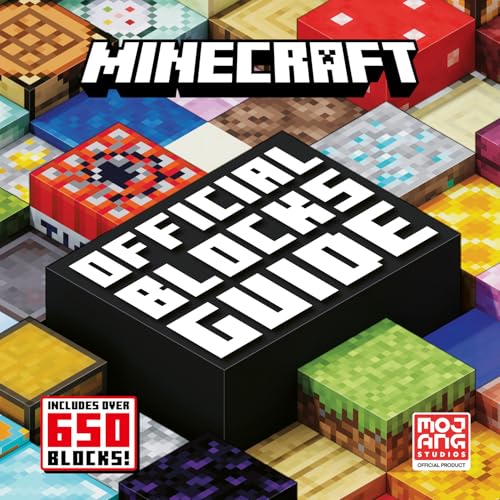 Minecraft Official Blocks Guide book cover with colorful pixelated blocks.