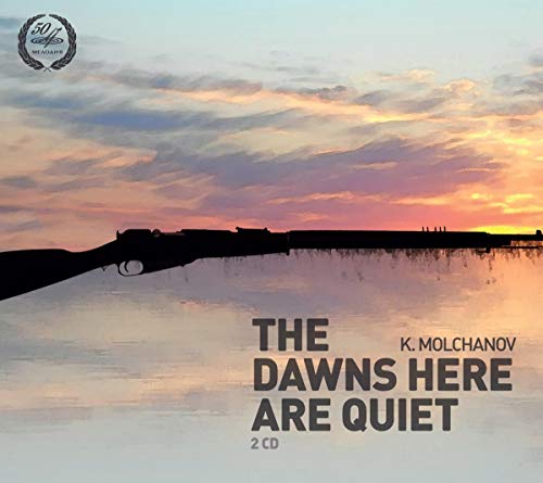 CD cover: Silhouette of a rifle against a sunset and water.