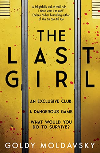 Book cover featuring yellow school lockers splattered with red blood-like spots.