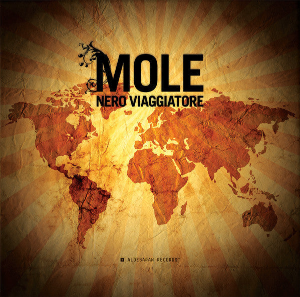 Album cover for "Mole - Nero Viaggiatore" featuring a world map.