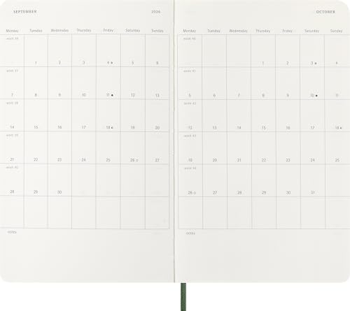 Open diary pages displaying September and October 2026 calendars.